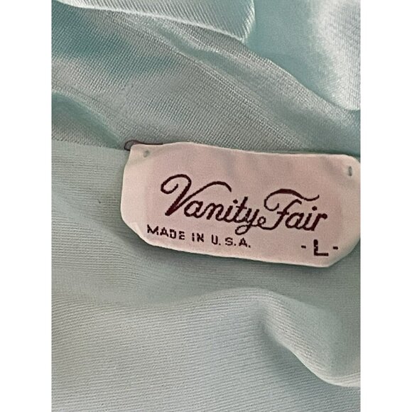 Vanity Fair Light Blue Nylon Long Nightgown Robe With Embroidered Detail Size L - Picture 2 of 14